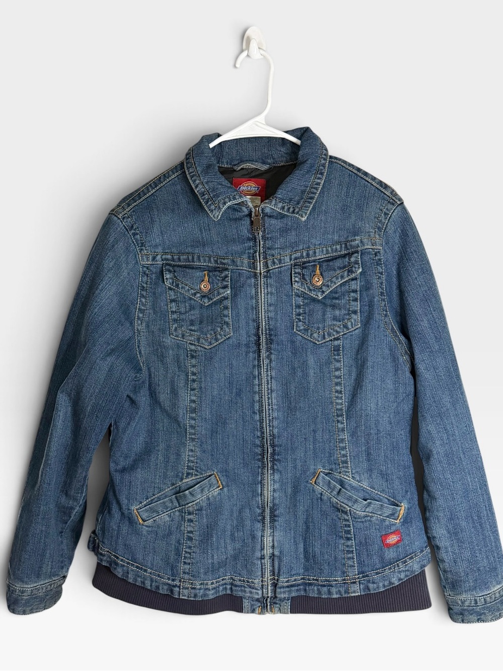 Dickies Woman’s Denim Chore Coat Full Zip Size Large - Vintage